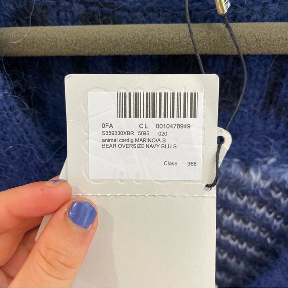 NWT Loewe Mohair Knit Cardigan Oversized Women’s Blue Sweater Polar Bear Winter - Picture 9 of 16